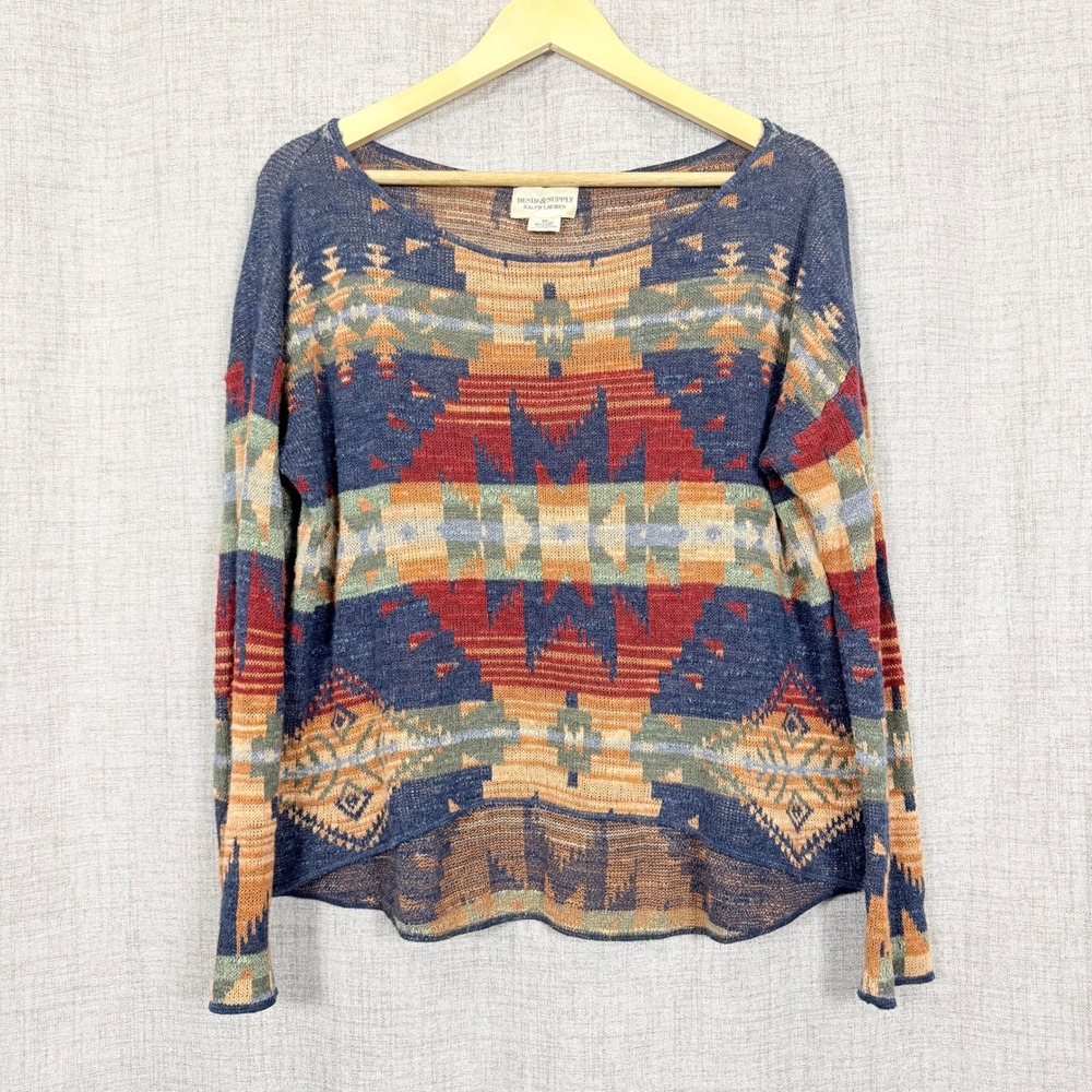 Denim & Supply Ralph Lauren Southwestern Sweater S Aztec Tribal Oversized Boho